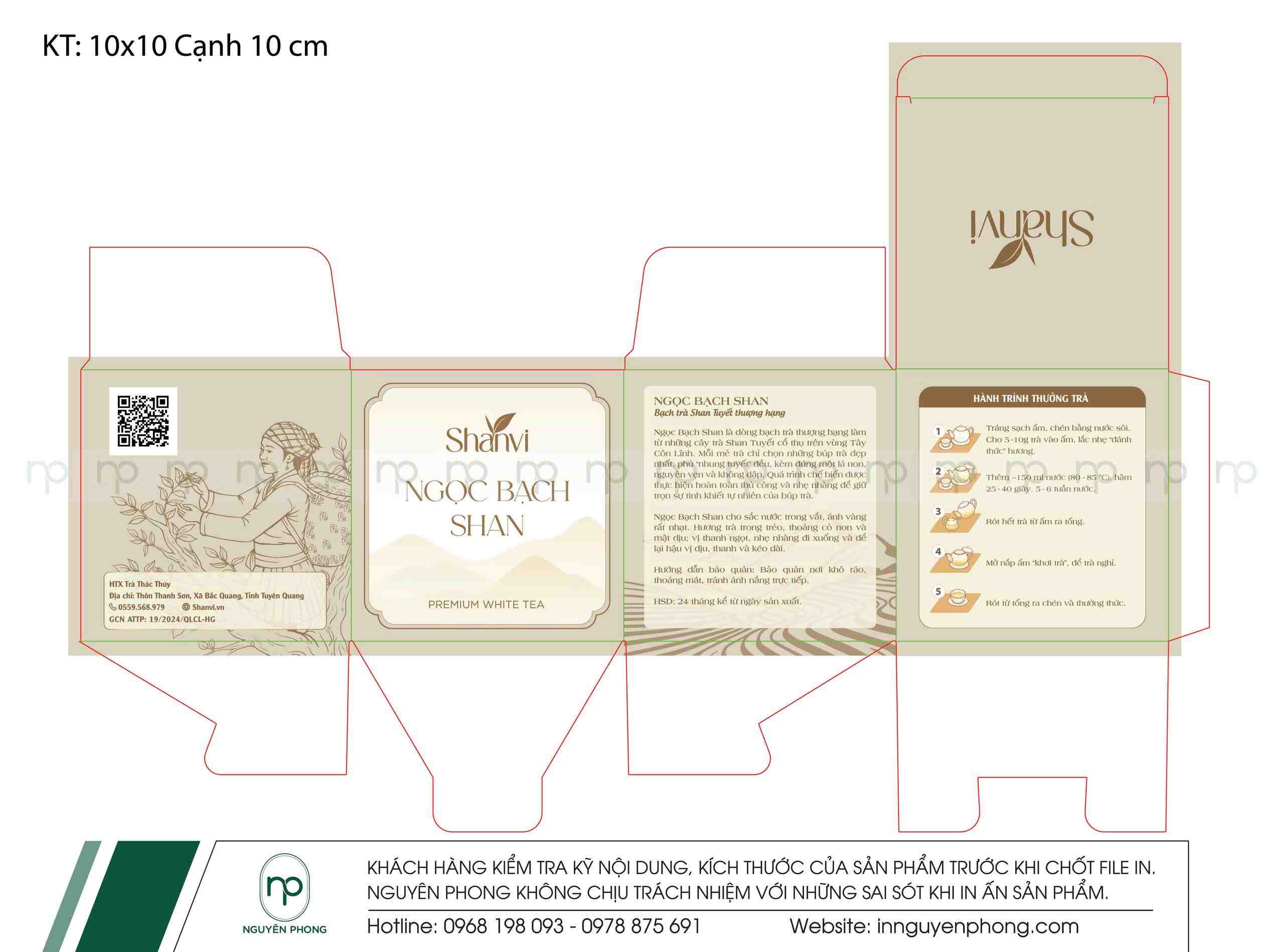 Kích thước hộp đựng trà theo nhu cầu.